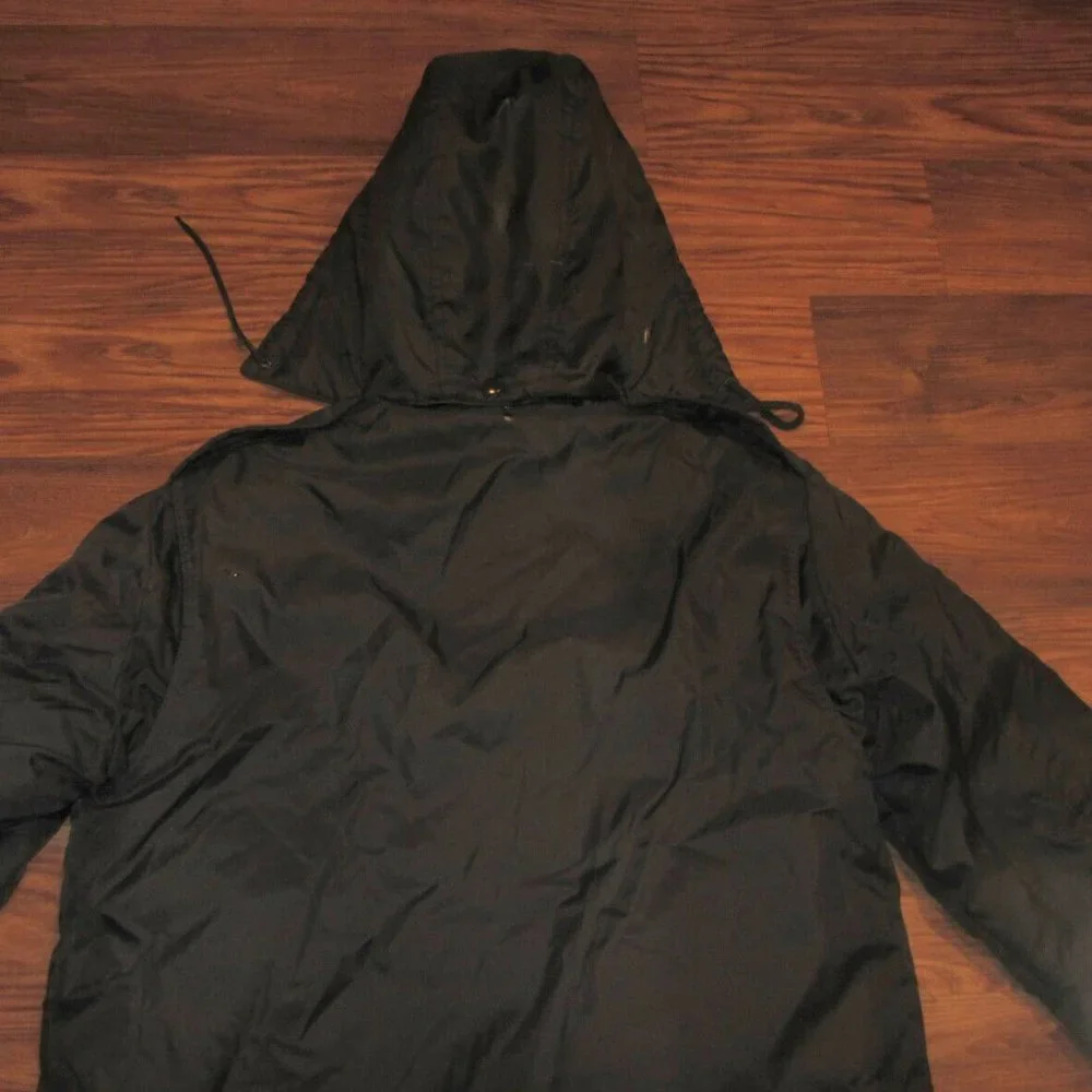 Evin Telescopic Sleeve Mens L Hooded Winter Jacket, Quilted, Black, Reflector